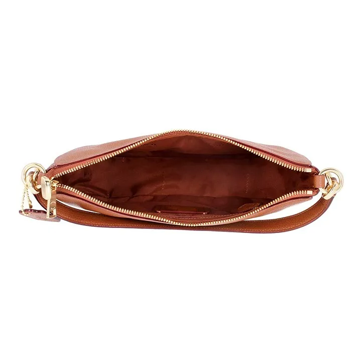 COACH Chelsea Glossy Pebbled Leather Shoulder Bag Portable Crossbody Bag Shoulder Bag Women's Brown-3