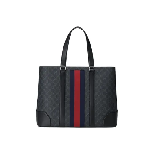 GUCCI Canvas With Leather tote Laurent Bag Shopping Bag Shoulder Bag Handbag Men's Black Gray Color