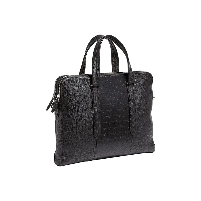FERRAGAMO Gancini Calfskin Laptop Bag, Handbag, Shoulder Bag, Crossbody Bag, Briefcase Men's Black-1