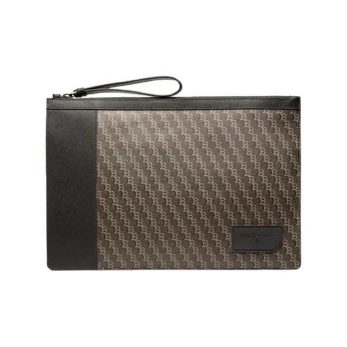 BALLY Artificial Leather Clutch Men's Black Brown-0