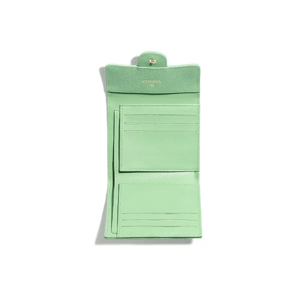 CHANEL Classic Flap CF Caviar Calfskin Wallet Women's Green-3