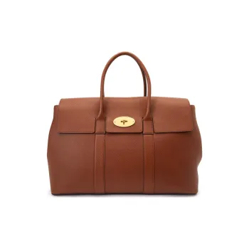 Mulberry Bayswater Grained Leather Handbag Men's Saddle Color