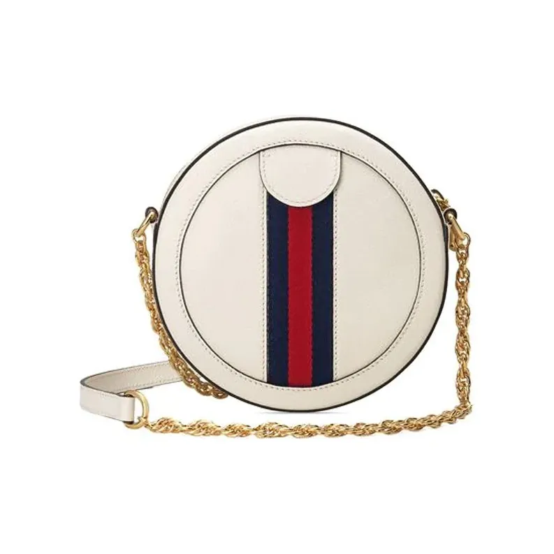 GUCCI Leather Round Bag, Crossbody Bag, Shoulder Bag Women's White-3