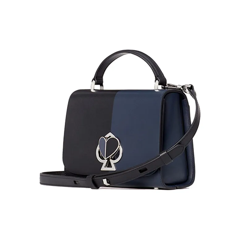 Kate Spade Nicola Cow Leather Handbag, Shoulder Bag, Crossbody Bag Trumpets Women's Black & Blue Black-1