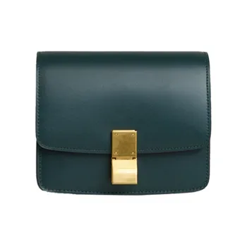 CELINE Classic Bo Polished Cow Leather Tofu Bag Block Crossbody Bag Shoulder Bag Women's Amazon Green/Dark Green
