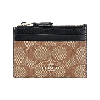 COACH Artificial Leather Coin Purse, Card Holder Women's Khaki/Black