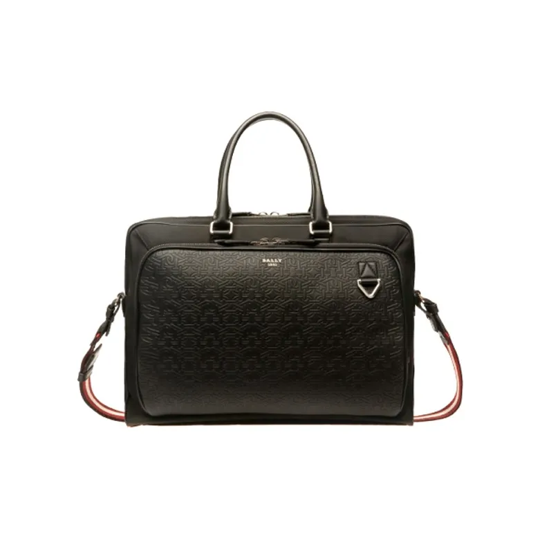 BALLY Nylon With Leather Crossbody Briefcase, Handbag Men's Black-0