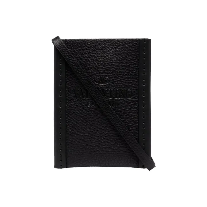 Valentino Cow Leather Leather Case Cell Phone Pouch Regular Unisex Black-0