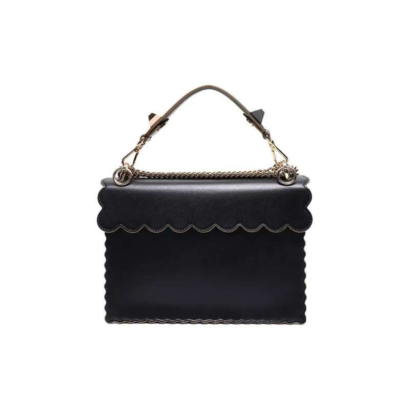 FENDI Cow Leather One Shoulder Handbag Regular Women's Black-2