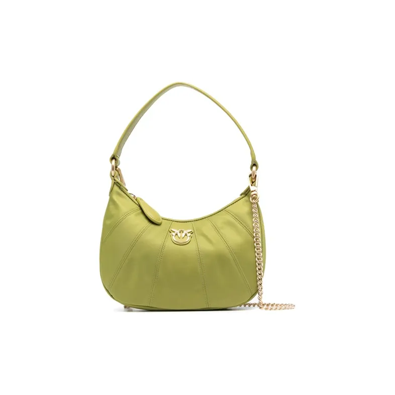 PINKO Leather Half Moon Bag Mahjong Bag Crossbody Bag Handbag Shoulder Bag Women's Yellow-0