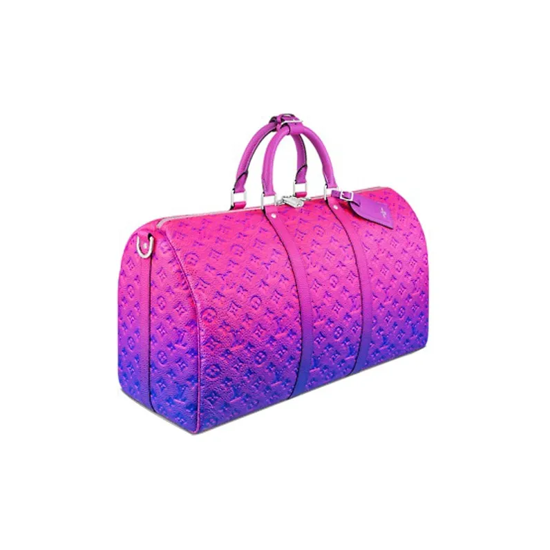 LOUIS VUITTON Keepall 50B Taurillon Illusion Blue/Pink-2