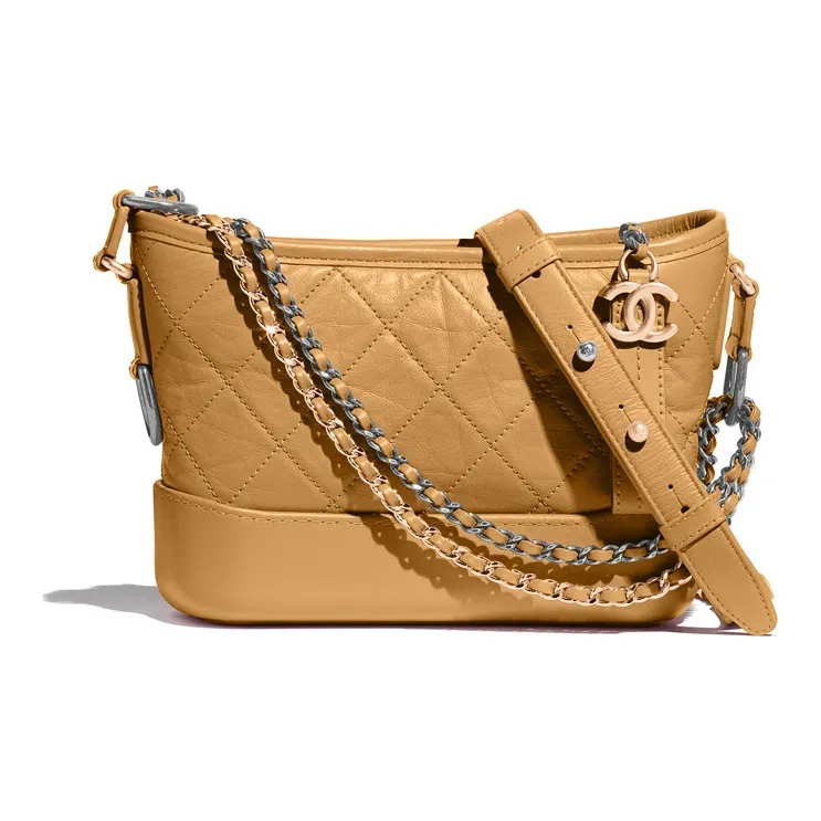 CHANEL Leather Chain Bag, Crossbody Bag, Handbag Women's Light Brown-0