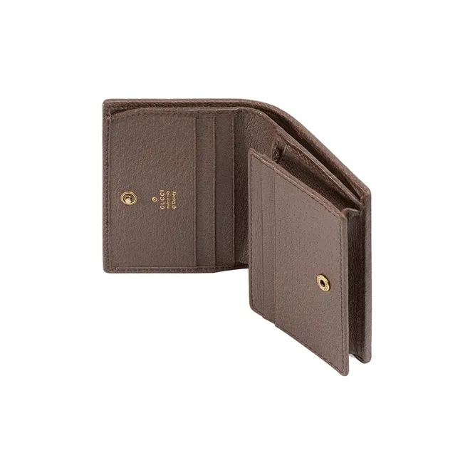 GUCCI Ophidia Canvas With Leather Card Holder, Wallet Unisex Beige-3