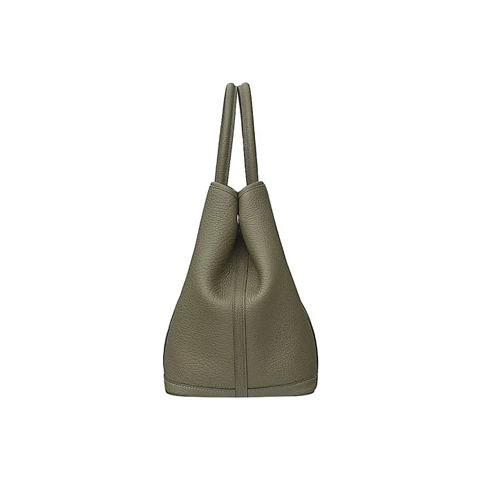 HERMES Garden Party Canvas With Negonda Calfskin Handbag Unisex Verona Green-1