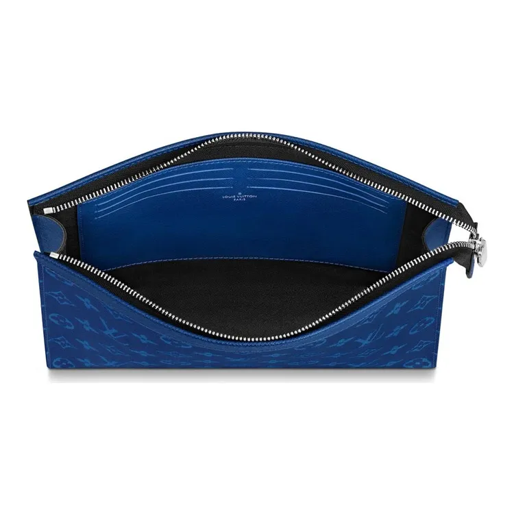 LOUIS VUITTON Pochette Voyage Monogram Eclipse Taiga Leather Mm Pacific Blue-3