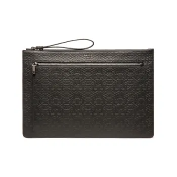 BALLY BOLLIS Cow Leather Clutch Men's Black