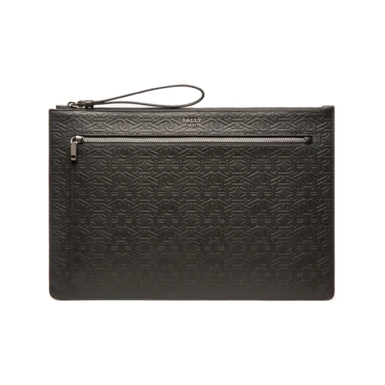 BALLY BOLLIS Cow Leather Clutch Men's Black-0