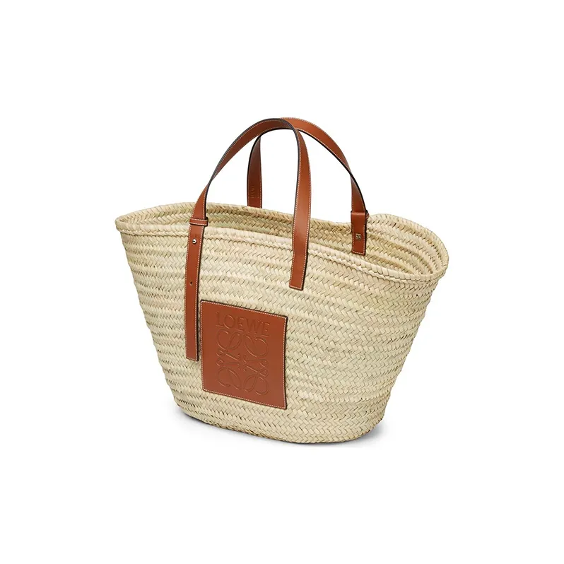LOEWE Palm Leaf With Cow Leather One Shoulder Handbag Tubas Women's Natural & Tan-1