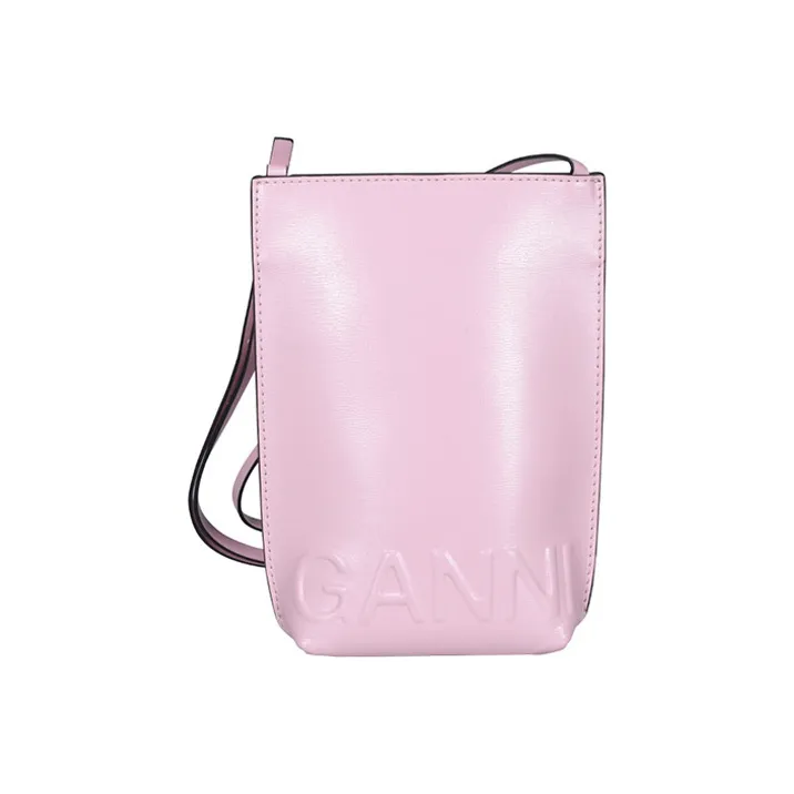 GANNI Recycled Leather Bonded Polyester Shoulder Bag Women's Pink-0