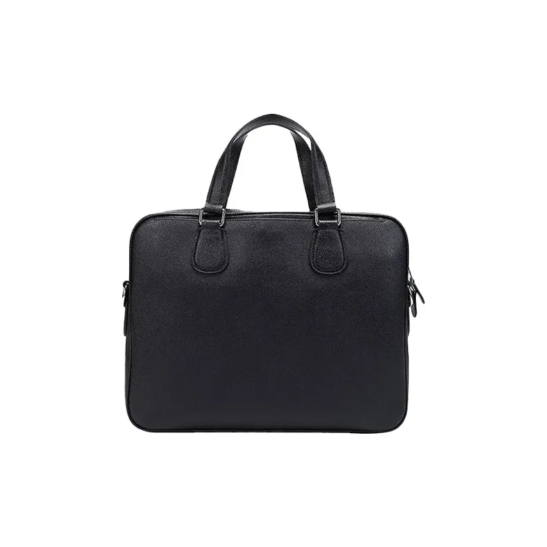 COACH Cross Grain Leather Briefcase Handbag, Crossbody Bag, Shoulder Bag Large Size Men's Black-2