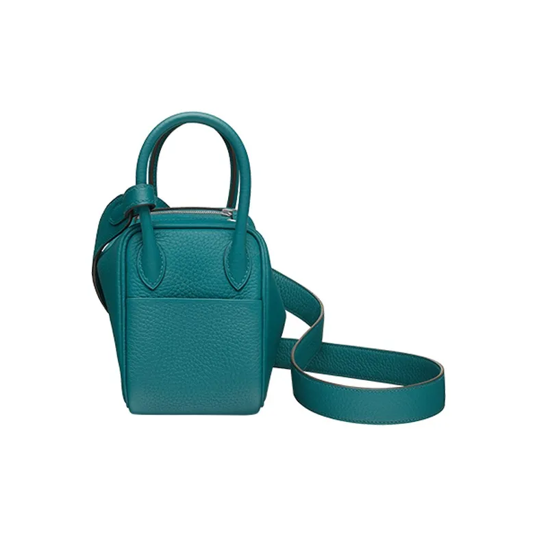 HERMES Lindy Clemence Bullock Leather Handbag Shoulder Bag Crossbody Bag Mini Women's W0 Vert Bosphore Green-1