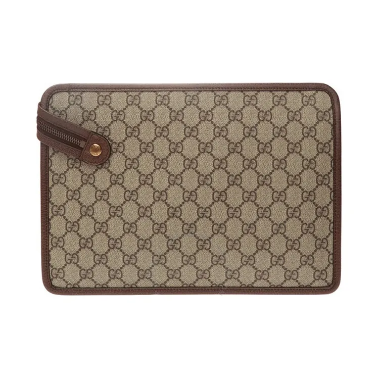 GUCCI Canvas With Leather Clutch Regular Men's Ebony-1