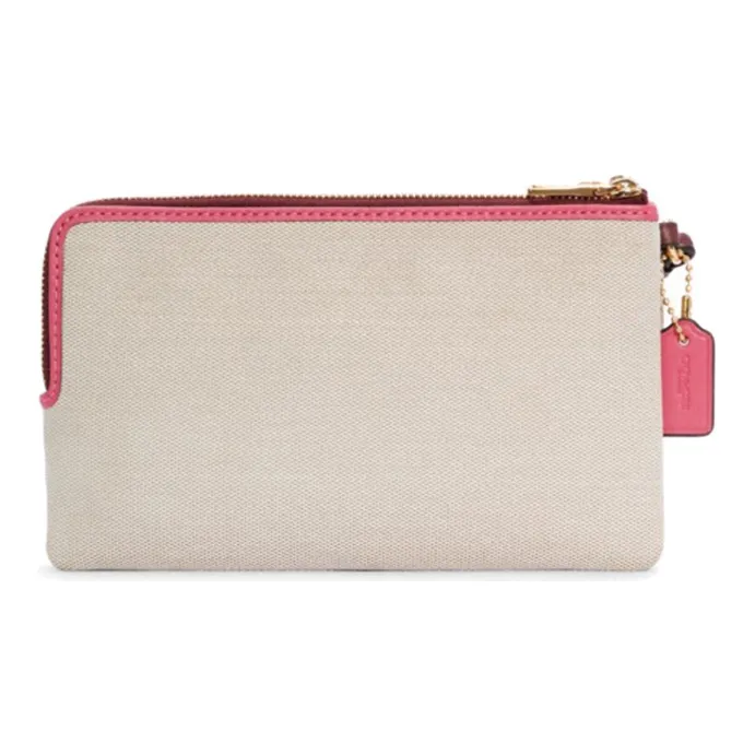 COACH Fabric Clutch Small Size Women's White & Pink-1