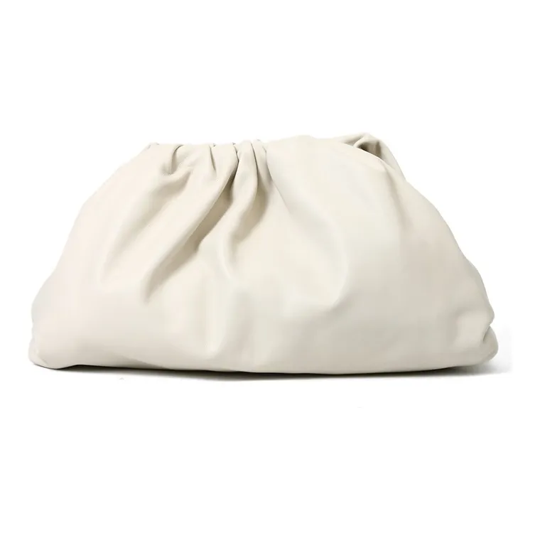 Bottega Veneta Cow Leather Clutch Large Size Women's White-1