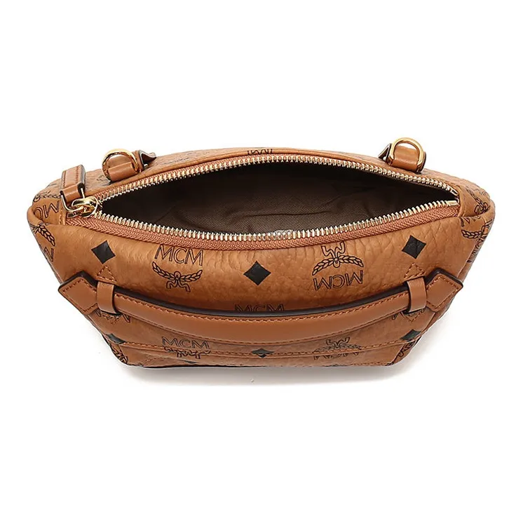 MCM Leather Clutch, Shoulder Bag, Crossbody Bag Small Size Women's Brown Cognac-5