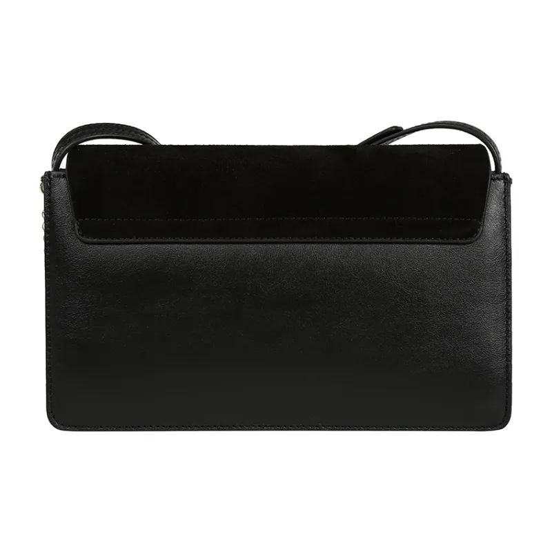 Chloe Faye Suede Patchwork Calfskin Shoulder Bag Crossbody Bag Small Size Women's Black-2