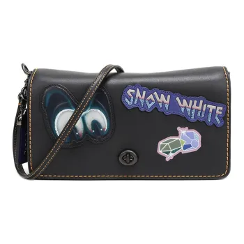COACH Disney, Collaboration Dinky Leather Shoulder Bag, Crossbody Bag Medium Size Women's Black & Blue