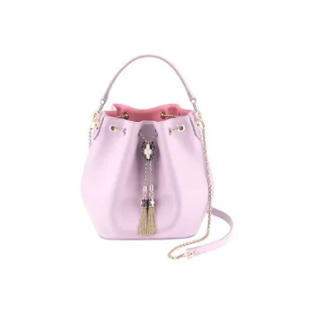 BVLGARI Serpenti Forever Calfskin Bucket Bag, One Shoulder Handbag Women's Rose