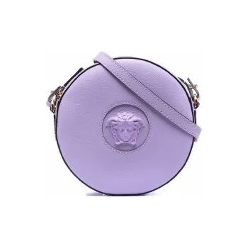 VERSACE La Medusa Calfskin Round Camera Bag, Handbag, Shoulder Bag Women's Purple