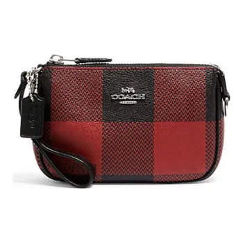 COACH Nolita Leather Coin Pocket Mahjong Shoulder Bag Wallet Women's Red Black