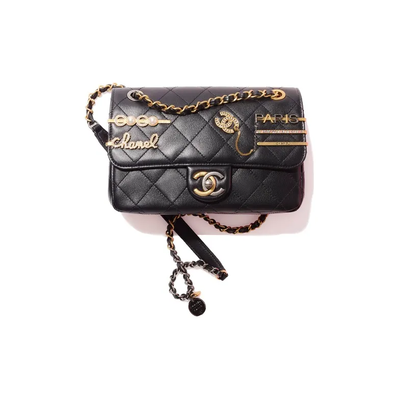 CHANEL 22c Early Spring Lambskin Shoulder Bag, Handbag, Crossbody Bag Women's Black-0