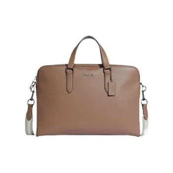 COACH Graham Pebbled Leather Laptop Bag Crossbody Bag Briefcase Large Size Men's Khaki