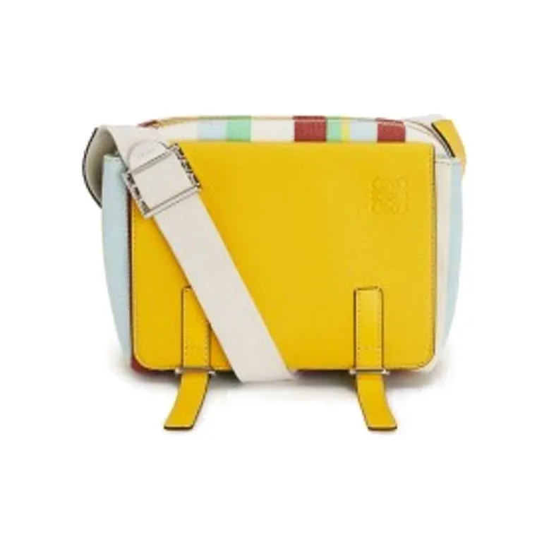 LOEWE Military Calfskin With Canvas Messenger Bag Shoulder Bag Crossbody Bag Women's Yellow/Multicolor-0