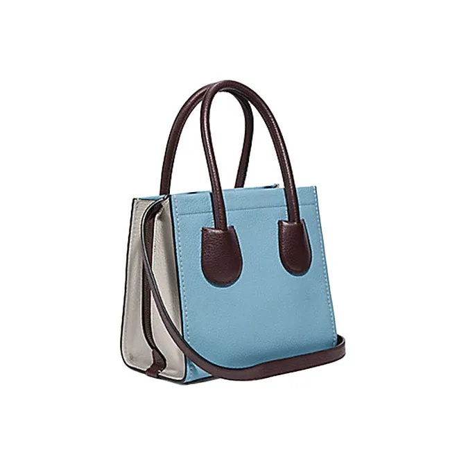 COACH Cashin Leather Tote Bag, Shopping Bag, Handbag, Shoulder Bag, Crossbody Bag Trumpets Women's Blue & Black-2