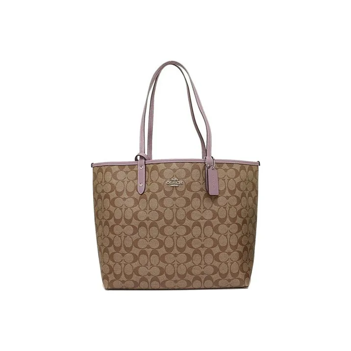 COACH City Canvas With Leather Tote Bag, Shopping Bag, Handbag Women's-1