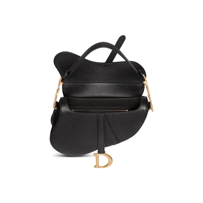 DIOR Saddle Cow Leather Saddle Bag, One Shoulder Handbag Regular Women's Black-3