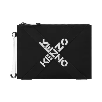 KENZO Fabric Handbag Clutches Large Size Unisex Black