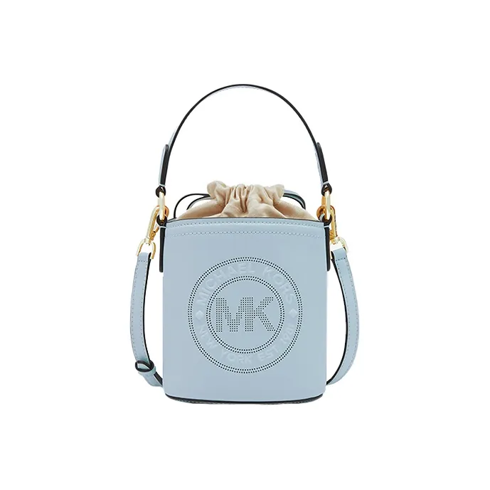 MICHAEL KORS Aidy Cow Leather Bucket Bag Handbag Shoulder Bag Crossbody Bag Small Size Women's Light Blue-0