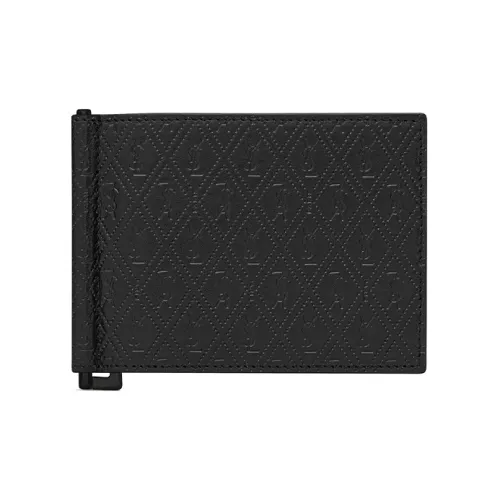 SAINT LAURENT Monogram Smooth Leather Money Clip Wallet Card Holder Men's Black