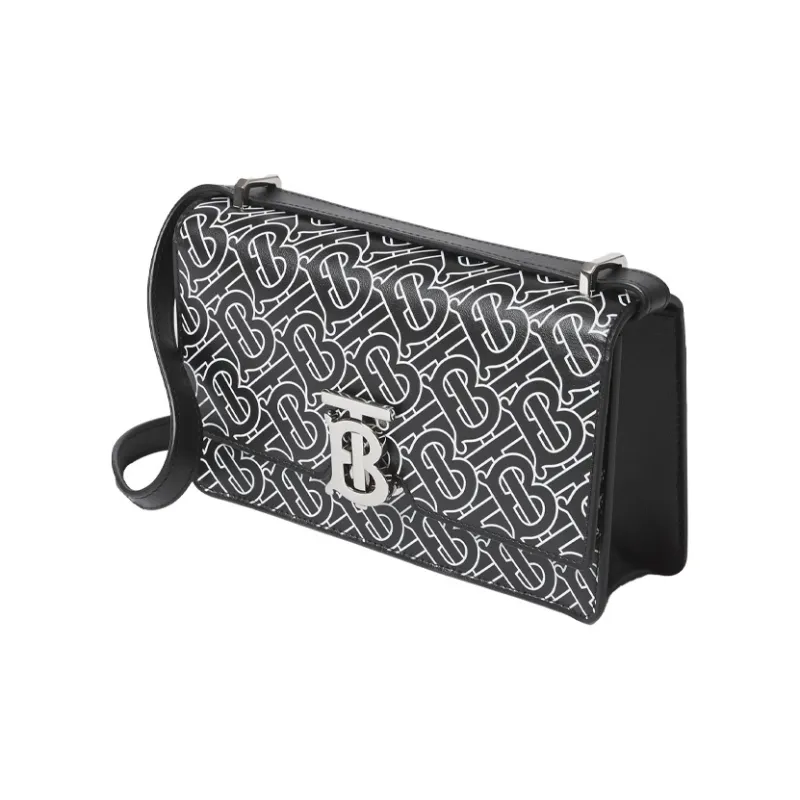 Burberry Robin Cow Leather Shoulder Bag Crossbody Bag Men's Black/White-3