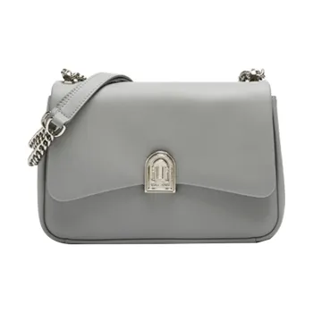 STAR TOWN Cow Leather Crossbody Bag Medium Size Women's Coastal Gray/Glazed Brown/Graphite Black
