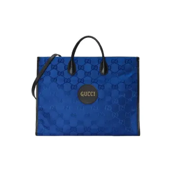 GUCCI Off The Grid Nylon With Leather Tote Bag, Shopping Bag, Handbag Unisex Blue