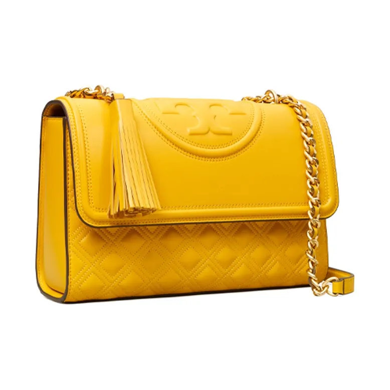 TORY BURCH Fleming Sheepskin Shoulder Bag Large Size Women's Yellow-1