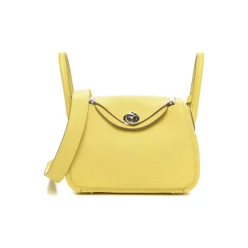 HERMES Lindy Taurillon Clemence Leather Handbag Shoulder Bag Crossbody Bag Mini Women's 9R Lime Lemon