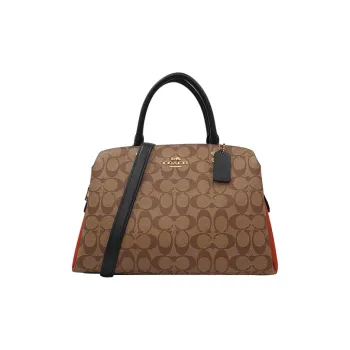 COACH PVC Crossbody Handbags Large Size Women's Khaki Color Blocking