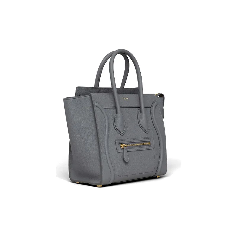 CELINE Luggage Cow Leather Smiley Face Bag Handbag Micro Women's Smoky Gray-1